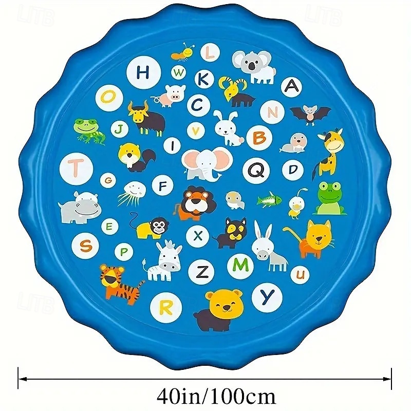 100cm/39.37in Extra Large Luxury Outdoor Toy - Portable Swimming Pool with Water Sprinklers Alphabet & Number Learning Mat Vibrant Rainbow Design PVC Material Ideal for Youngsters Aged 3-5 Summer 2025 - $27.99 –P3