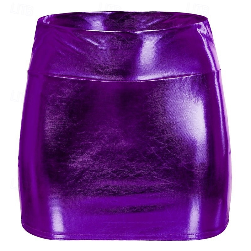 Retro Antiguo Años 80 Mini Falda Falda de tubo Disco Patente de látex brillante Metálico Arco iris Mujer Víspera de Todos los Santos Carnaval Desfile del orgullo Mes del Orgullo Adulto Falda 2025 - $13.99 –P7