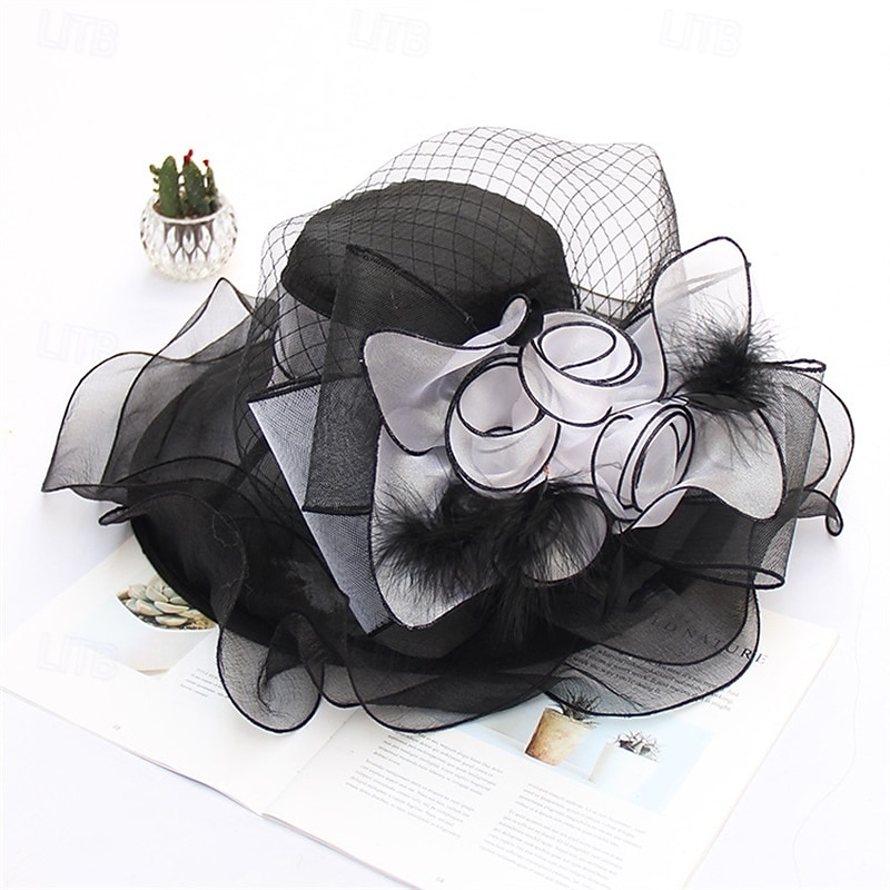 naisten hatut headband hiusneula organza fascinator kirkkohattu kukka teejuhlat häähattu 2025 - $53.99 –P10