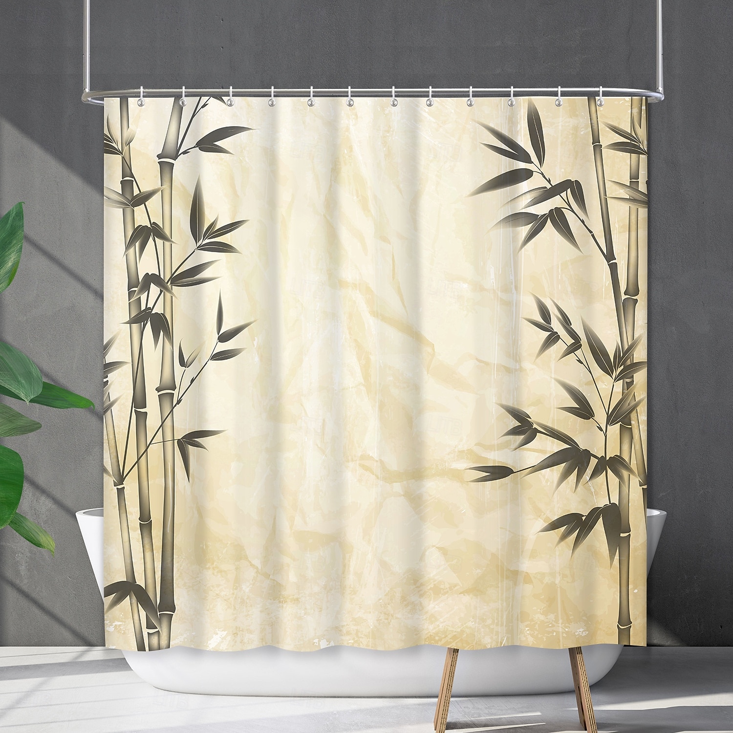Занавеска для душа с крючками 180 см * 180 см (70" * 70") из полиэстера машинная стирка водонепроницаемая узор бамбукового леса с пандой 2025 - $15.49 –P18