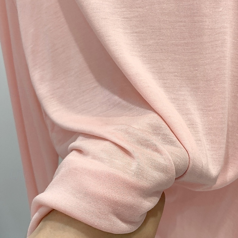 Women's T Shirt Plain Modern Casual Long Sleeve Crew Neck Regular Tops Daily Going out Black White Pink Blue Gray Summer 2025 - $16.49 –P11