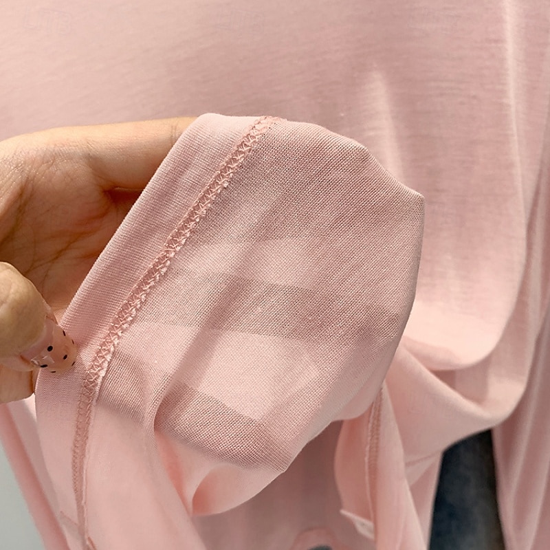 Women's T Shirt Plain Modern Casual Long Sleeve Crew Neck Regular Tops Daily Going out Black White Pink Blue Gray Summer 2025 - $16.49 –P12