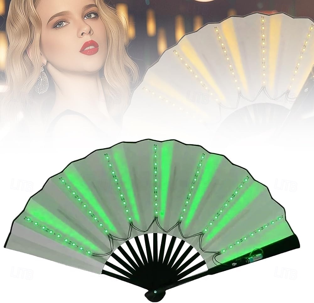 2025年 ブーツオングラウンドファン、パーティー用LEDハンドファン、折りたたみ式の女性用ラインクラッキングダンス用ライトアップファン、ラインダンスポッピングファン、ハンドファンの光るステージパフォーマンス、誕生日の結婚式の装飾  コレクション – $13.99 –P12