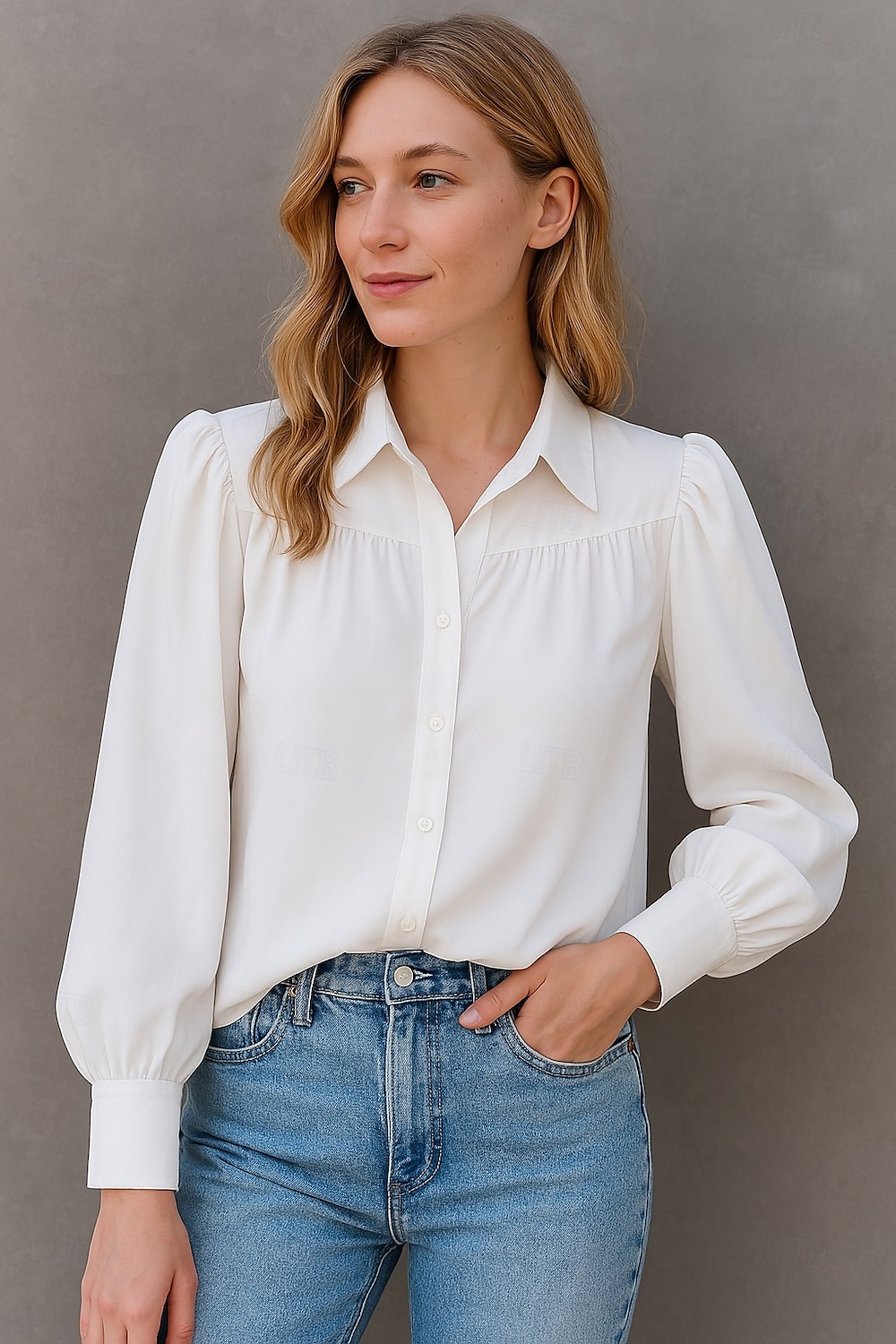 Women's Shirt Plain Basic Modern Long Sleeve Shirt Collar Regular Tops Daily Holiday Buttons White Summer 2025 - $14.99 –P1