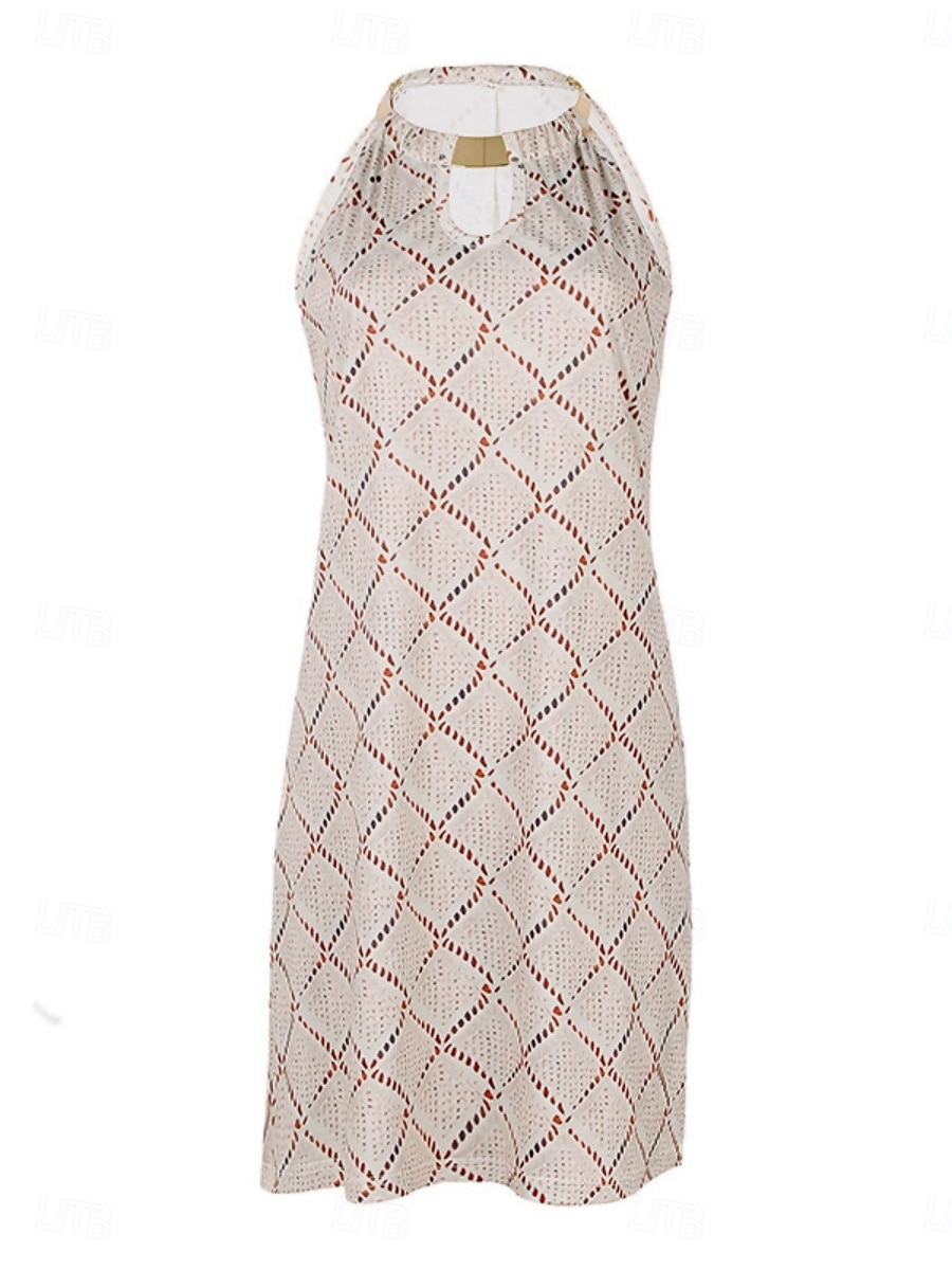 Női Mini ruha A vonalú ruha Halter ruha Vállon kívüli ruha Szabadság Alkalmi Boho Szabadtéri Alkalmi Tengerpart Normál Grafika Ujjatlan Kötőfék nyaka Khakizöld Nyár 2025 - $27.99 –P4