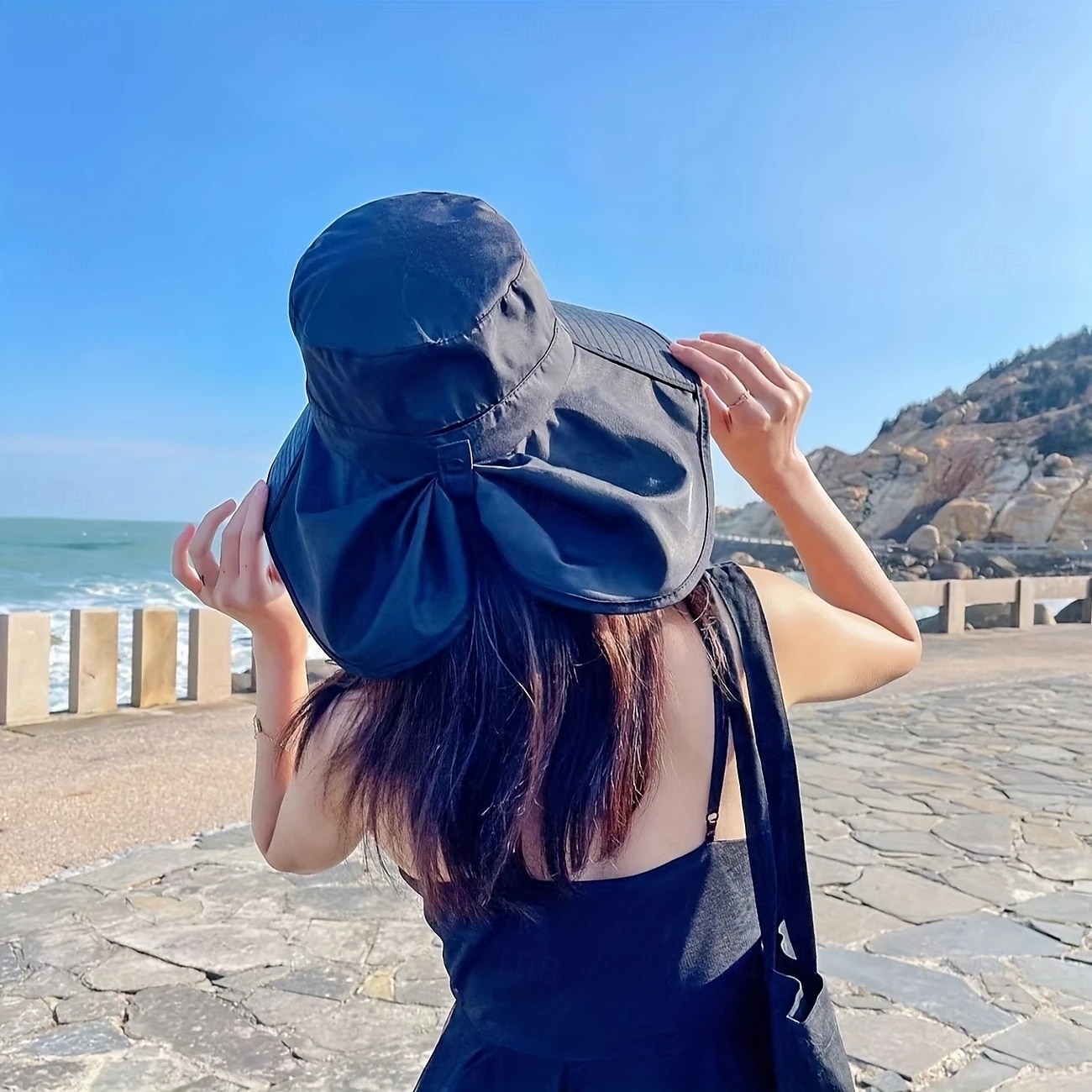 Breathable Polyester Women's Stylish Sun Protection Bucket Hat with Adjustable Drawstring Closure and Ponytail Hole for Outdoor & Casual Attire 2025 - $22.99 –P3