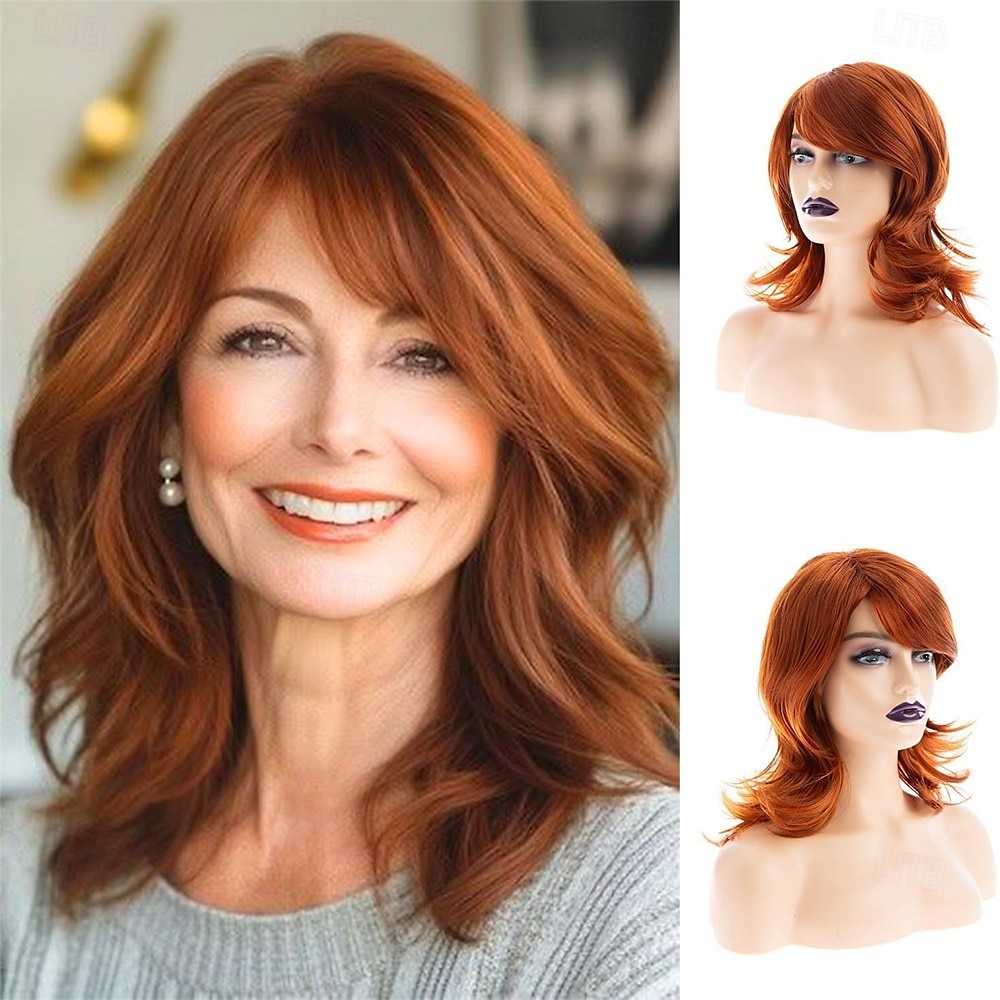 gelaagde grijze pruiken voor vrouwen, schouderlange rechte pruik met pony, natuurlijk synthetisch cosplay vervangingshaar pruik 2026 - $25.99 –P7