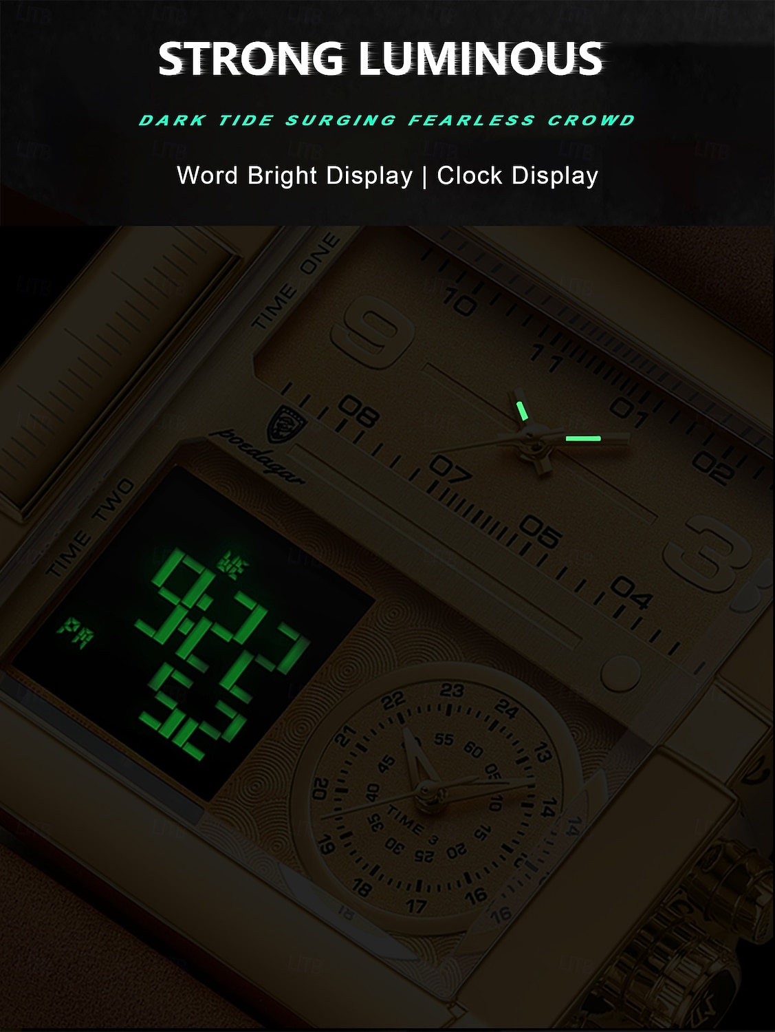 Мужские цифровые часы Кварцевые Часы Ретро Винтажные Большие циферблаты наручные часы LED Подсветка Хронограф Водонепроницаемые Часы из натуральной кожи 2026 - $37.99 –P9
