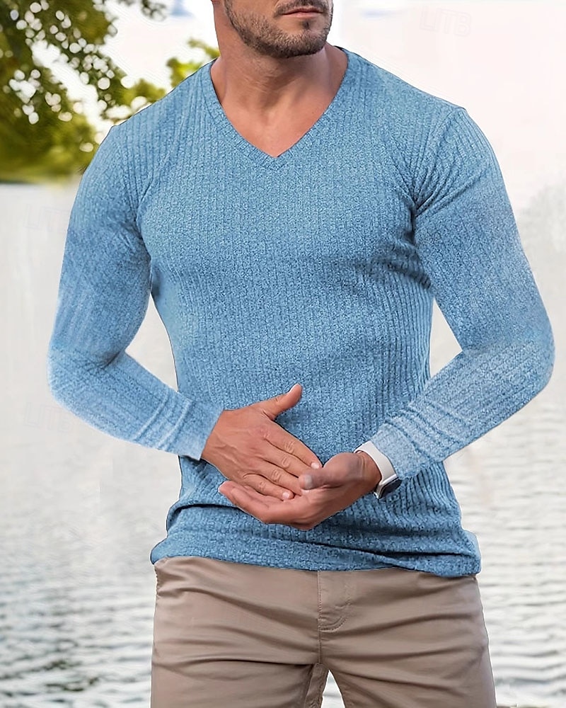 Pánské Tričko Tričko Henley Trička Tričko s krátkým rukávem Dlouhý rukáv Do V Jaro & podzim Bez vzoru Módní Designové Základní Jednoduchý Dovolená ulice Jdeme ven Černá Růžová Světle modrá Top tričko 2025 - $15.99 –P5