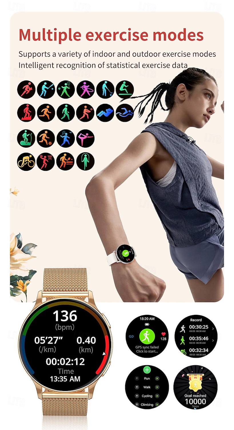 CY29 Reloj inteligente 1.32 pulgada Smartwatch Reloj elegante Bluetooth Temporizador Recordatorio de Llamadas Monitor de Pulso Cardiaco Recordatorio sedentaria Encontrar Mi Dispositivo Compatible con 2025 - $49.99 –P8