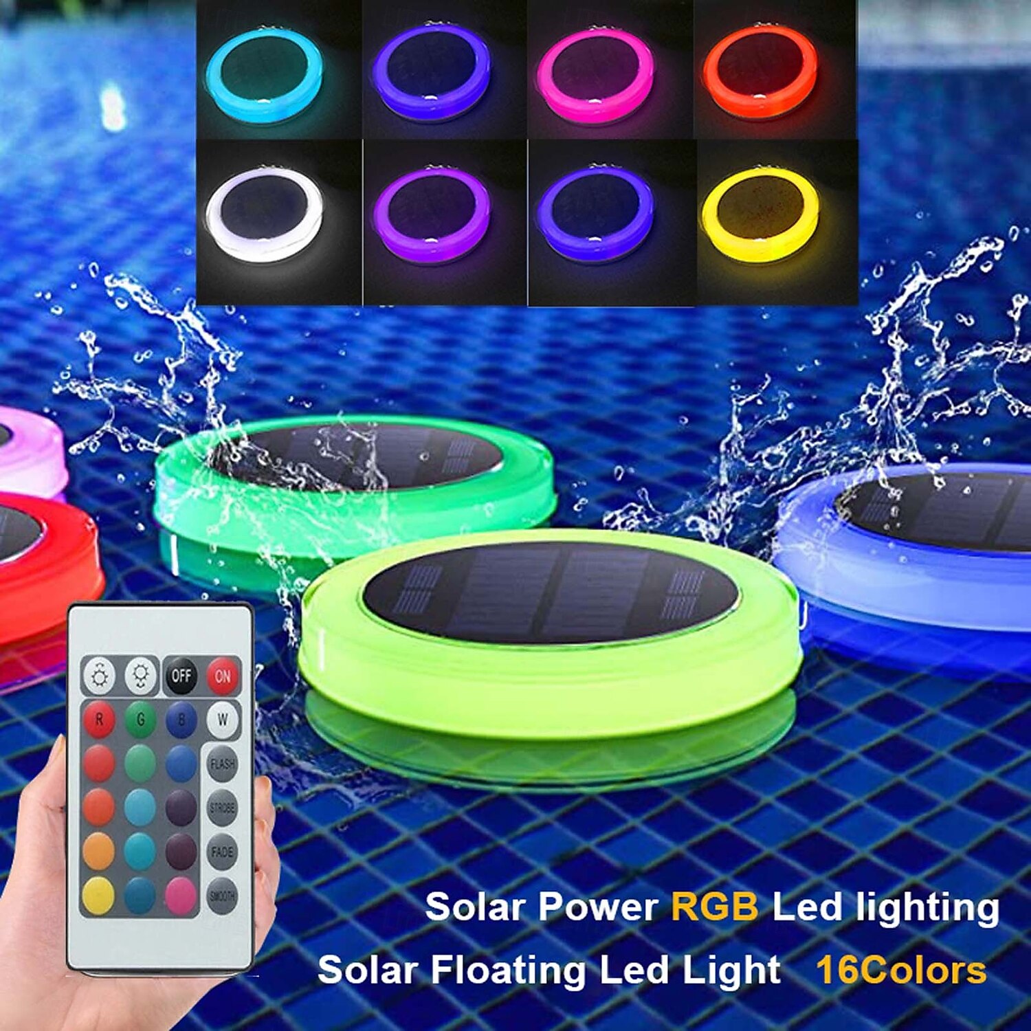 1 Pc Outdoor Waterproof Solar Pool Float Light Fountain Pool Landscape Light RGB16 Color Illusion Dimming Remote Control or APP Control Path Lawn Light 2025 - $71.99 –P9