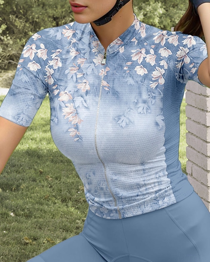 Femmes Maillot de cyclisme Manche Courte Cyclisme Maillot Top avec 3 poches arrière Écran solaire Résistant aux UV Respirant Séchage Rapide Bleu Des sports Vêtement Tenue de 2025 ? $23.19 –P3