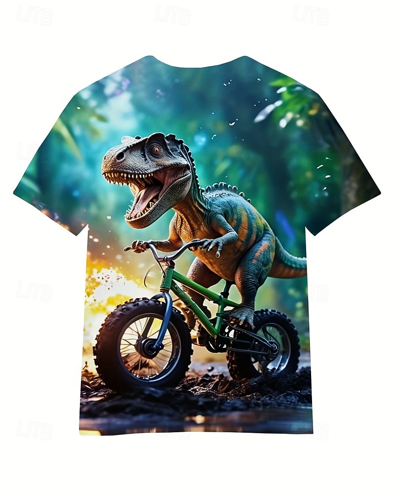 Jungen 3D Dinosaurier T-Shirt Kurzarm Sommer Frühling Mode Basic Kinder 4-12 Jahre Rundhalsausschnitt Outdoor Lässig Täglich Normale Passform 2026 - $14.49 –P3