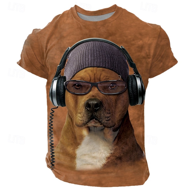 bono pitbull vincent hie tricou 3d pentru bărbați tricou cu mânecă scurtă cu imprimeu 3d cămașă cu gâtul roșu exagerat de designer petrecere pe stradă casual maro vară primăvară toate anotimpurile 2025 - $19.99 –P1