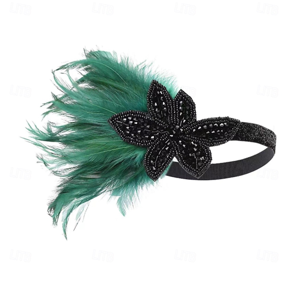 1920-as évek A nagy Gatsby Flapper fejpánt Gyöngyös karkötő Fülbevaló A nagy Gatsby Toll Retro Csillogó glitter Kristály / Strassz Női Farsang Valentin nap Álarcos mulatság Party estélyi viselet 2025 - $23.99 –P6