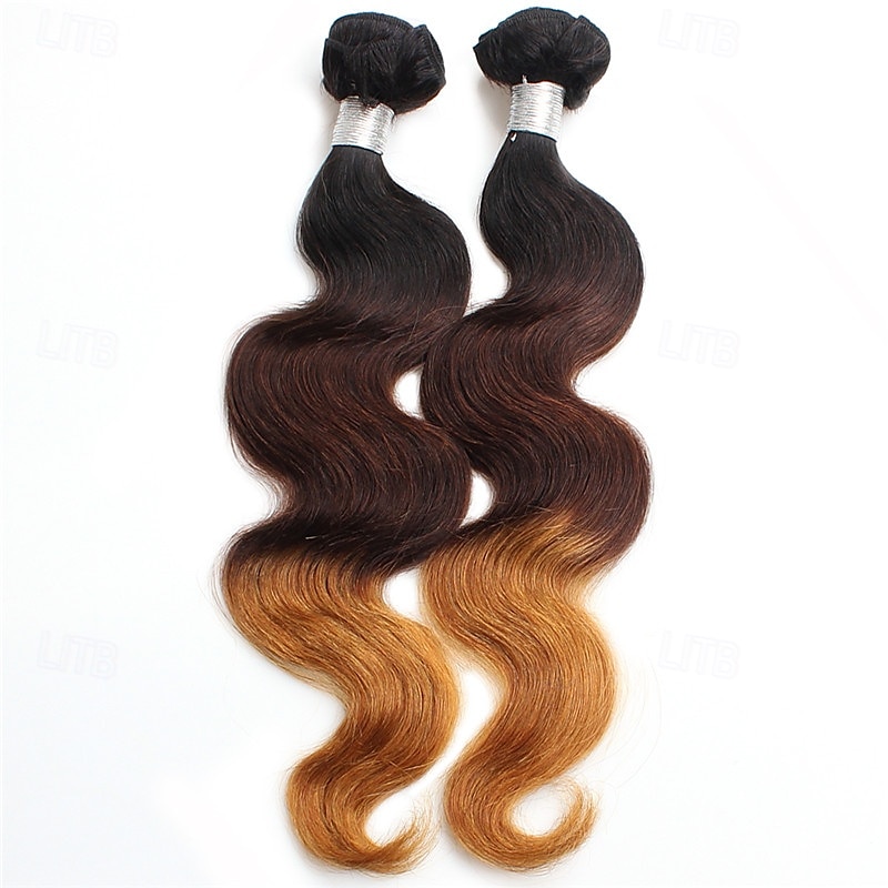 1 bundel echt mensenhaar driekleurige bundel t1b/4/27# body wave mensenhaar 14-24 inch 2025 - $69.99 –P2