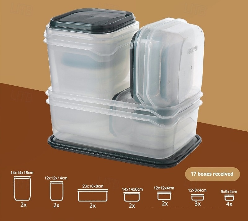 17PCS Food Container Fridge Bins, Leakproof Food Grade Plastic Various Sizes with Lid for Leftover Meals 2025 - $11.99 –P3