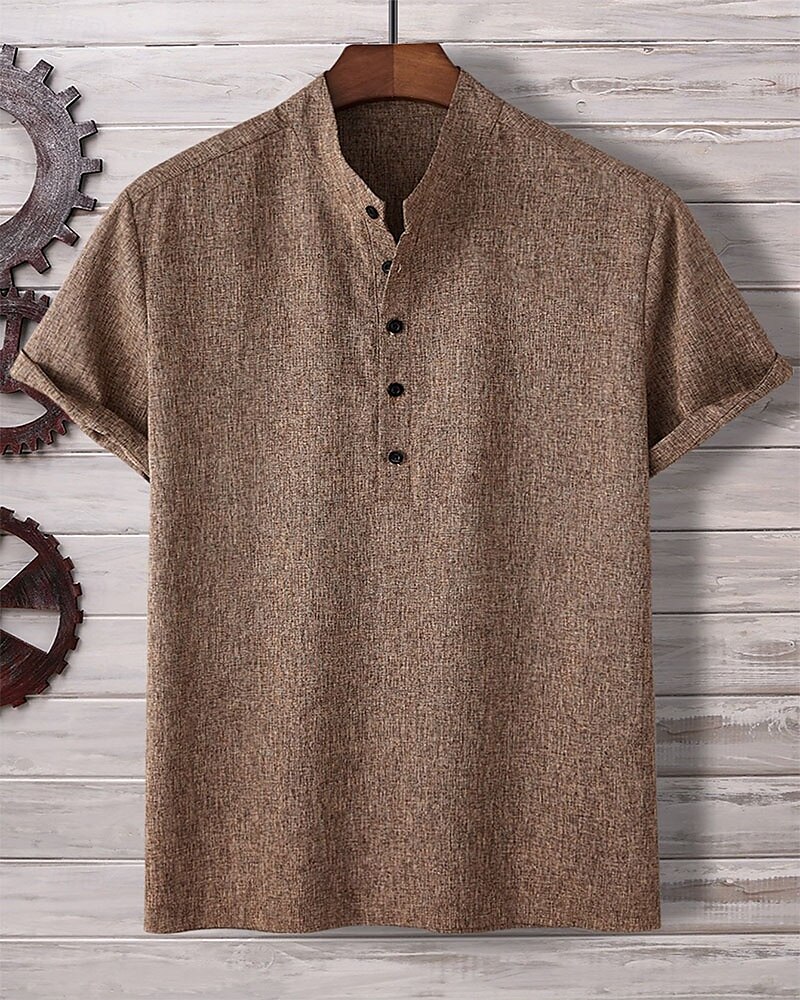 Per uomo Camicia Camicia Estiva Camicia casual Camicia da Spiaggia Camicia con Bottoni Cammello Manica Corta Semplice Henley Vacanza Camicia hawaiana Abbigliamento Poliestere Moda Casual Confortevole del 2025 a $24.99 –P1