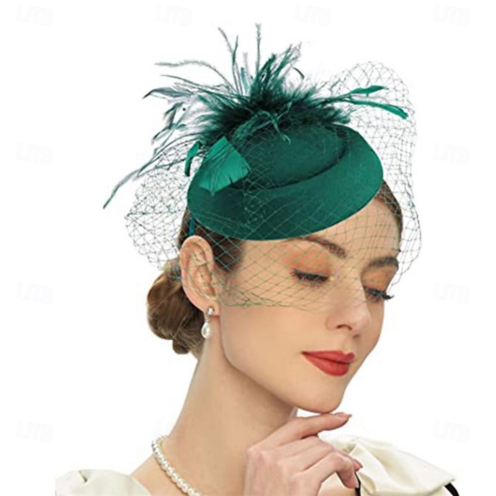3113 Tea Party Fascinator Hat For Women Kentucky Headwear Derby Pillbox Women Tea Party Feather Fascinator Kentucky Fascinator Derby  main image 2