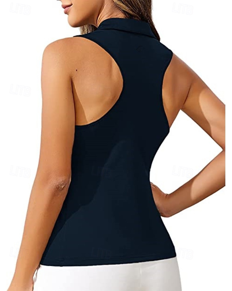 US Open Women's Workout Tank Top Sport Shirt Sports Tank Top Tank Top Sleeveless Zipper Quick Dry Tennis Golf Pickleball Zip Collar Solid Colored Tank Back Black White Pink Spandex Tennis Clothing 2025 - $18.99 –P10