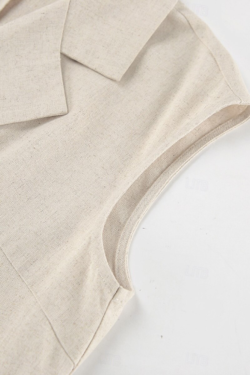 Femmes Robe Midi Robe Chemise Robe en coton et lin Moderne Quotidien Sortir Week-end Coupe régulière Uni Sans manches Col de chemise Kaki Été de 2025 ? $38.99 –P18
