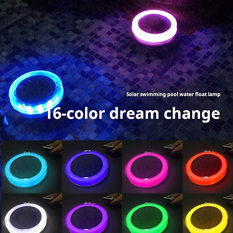 1 Pc Outdoor Waterproof Solar Pool Float Light Fountain Pool Landscape Light RGB16 Color Illusion Dimming Remote Control or APP Control Path Lawn Light 2025 - $71.99 –P11