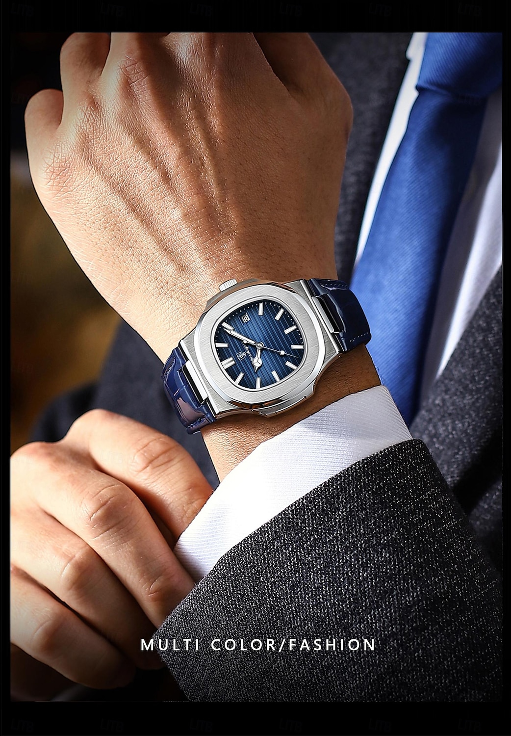 Top Luxury Square Men's Watch, Date Display, Waterproof, Luminous, High-Quality Leather, Modern Quartz Wristwatch 2025 - $33.99 –P8