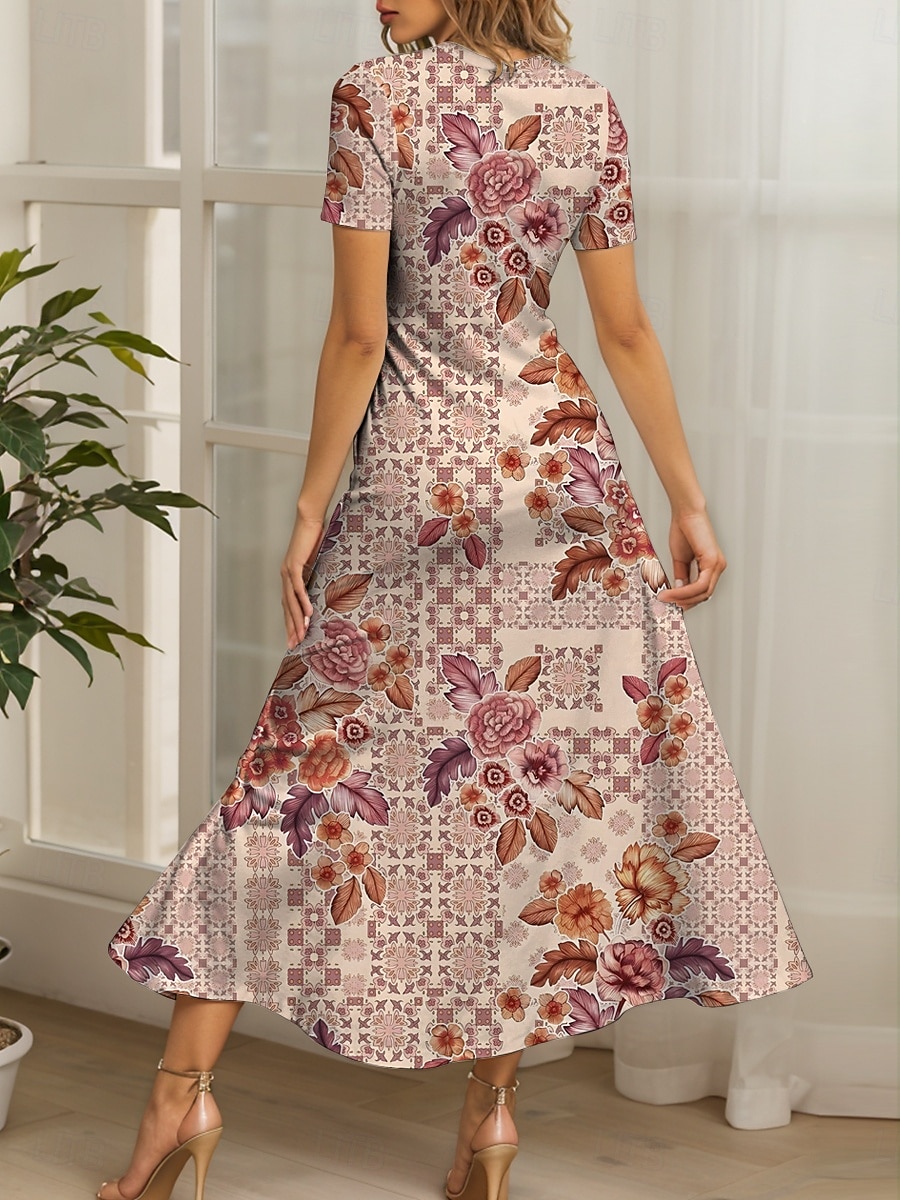 Femmes Robe maxi Robe Tricot Robe Décontractée Robe trapèze Robe d'été Vacances ancien Ethnique Coupe régulière Fleuri Graphique Géométrique Manche Courte Col carré Col Rond Rose Claire Bleu Vert Ét de 2025 ? $31.99 –P2