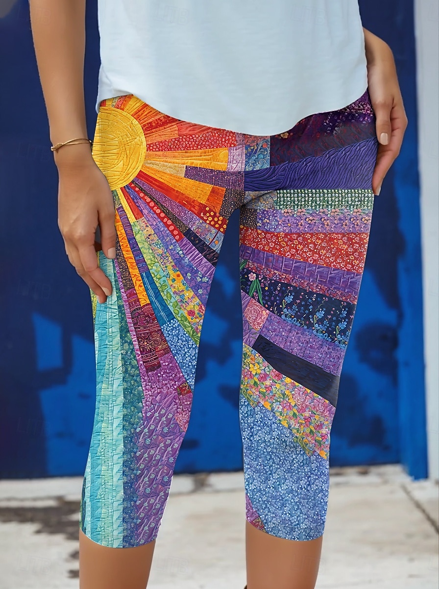 Leggings Capri pour femmes haute élasticité mode vintage vacances longueur mollet taille haute impression graphique florale thermique chaud respirant doux extensible formel extérieur vacances de 2025 ? $18.99 –P6