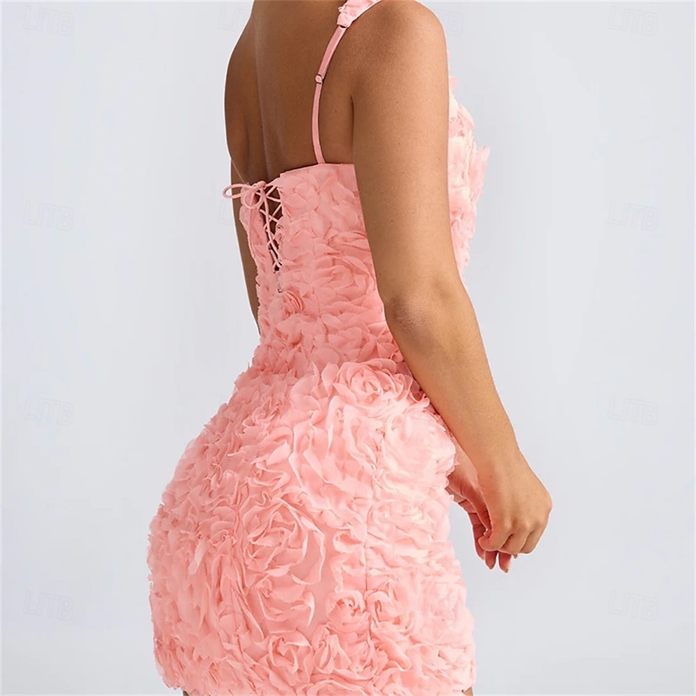 Robe de Quinceanera A-Line Élégante Robe de Mariage Invité de Mariage Courte  Mini Sans Manches Col Carré avec Fleurs 3D Rose de 2025 ? $99.99 –P2