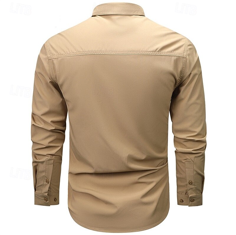 Herren Hemd Sommerhemd Freizeithemd Knopfhemd Cargohemd Schwarz Kaki Armeegrün Langarm Einfach Hemdkragen Urlaub Hawaiianisch Tasche Bekleidung 100% Baumwolle Mode Lässig Bequem 2025 - $47.99 –P4
