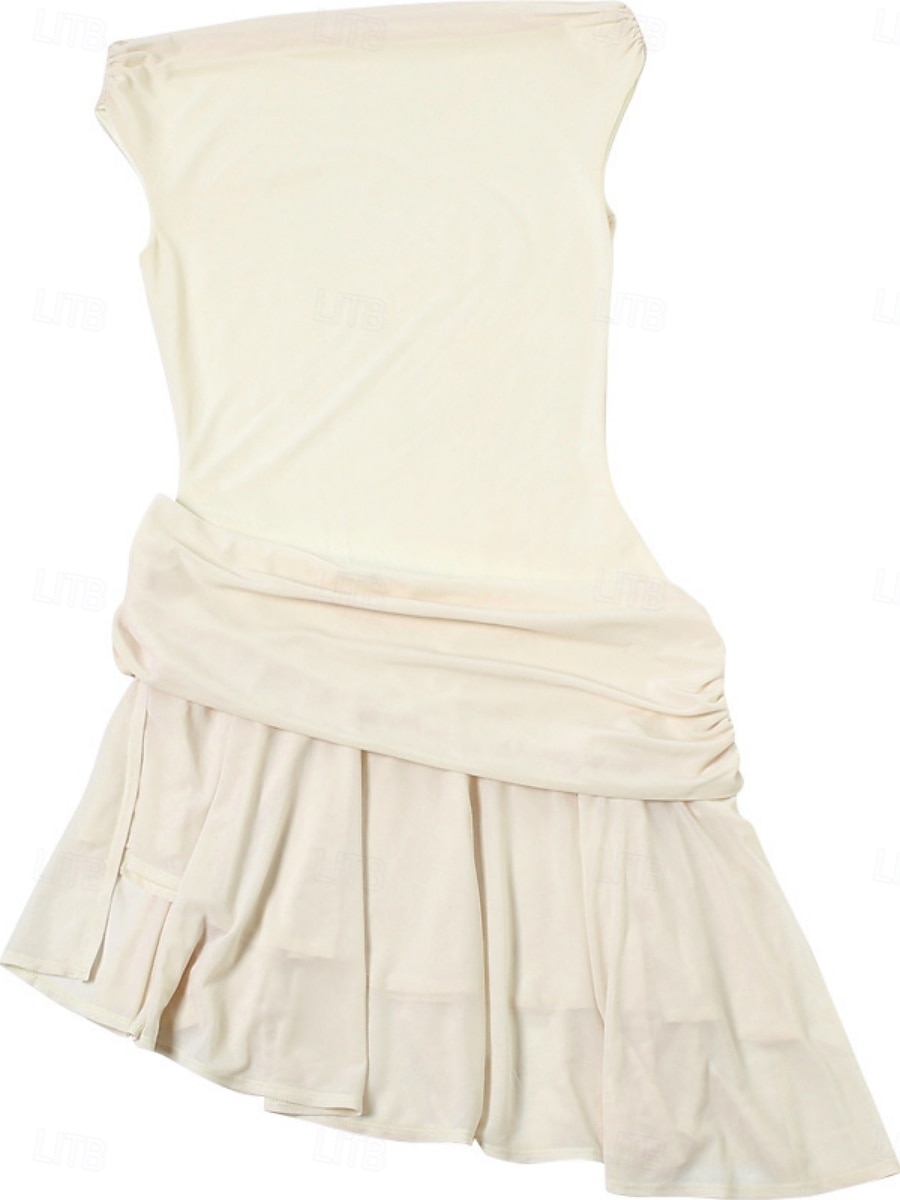 Damen Boho Kleid Western Kleid Vintage Mini Kleid A-Linien Kleid Off-The-Shoulder Kleid Lässig Outdoor Ausgehen Maßgeschneiderte Passform Unifarbene Ärmellos Ein Schulter Aprikose Sommer Frühling 2025 - $36.99 –P2