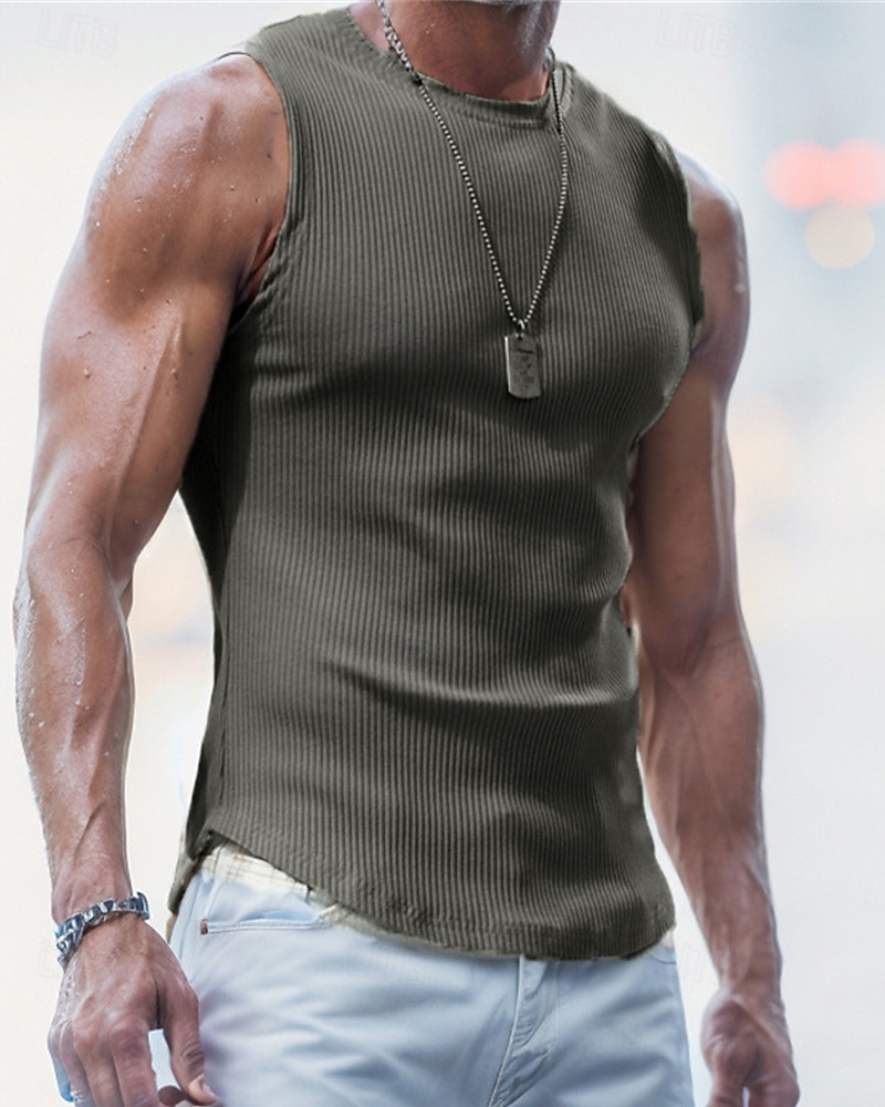 Men's Tank Top Vest Top Undershirt Sleeveless Shirt Sleeveless Crew Neck Summer Plain Fashion Designer Basic Classic Vacation Street Going out Black Light Grey Dark Gray Top Tee for Men 2025 - $21.99 –P4