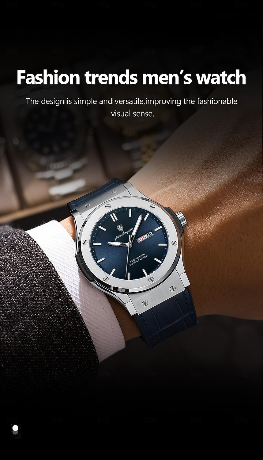 Men Quartz Watch Sports Business Roman Numerals Dial Luminous Date Waterproof Alloy Watch 2026 - $35.99 –P2
