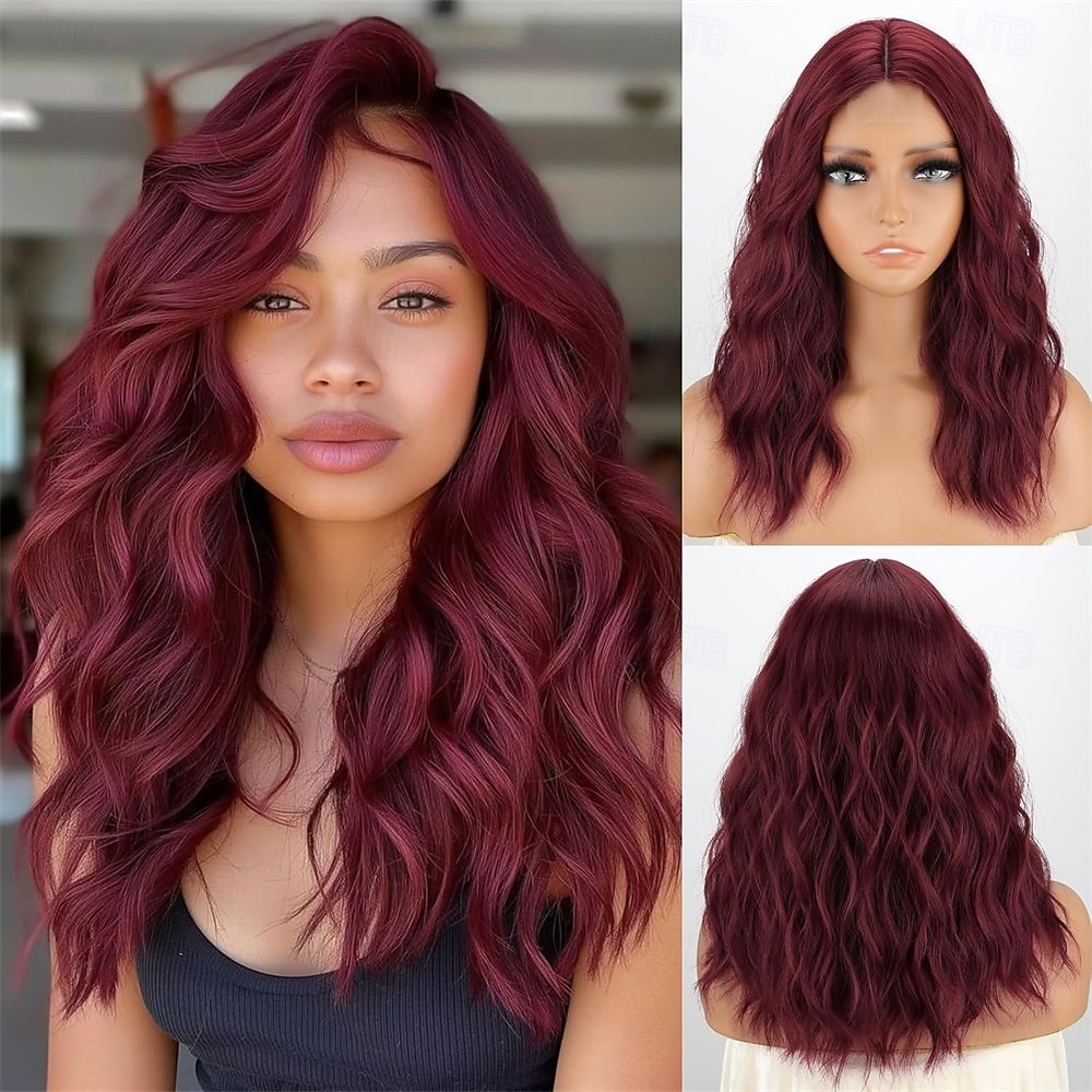 18 inch korte golvende zwarte pruik voor vrouwen, middellange zwarte bob, synthetische hittebestendige, natuurlijke en realistische zwarte haarpruik voor dagelijks kapsel, cosplay, feestgebruik 2026 - $25.99 –P9