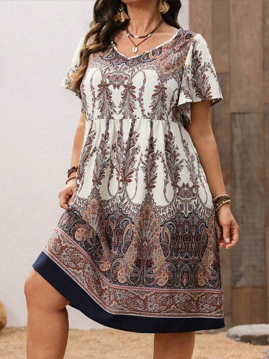 Women's Mini Dress Casual Dress Floral Dress Summer Dress Boho Dress Fashion Modern Daily Beach Weekend Regular Fit Floral Short Sleeve V Neck Black White Royal Blue Blue Summer 2025 - $17.99 –P10
