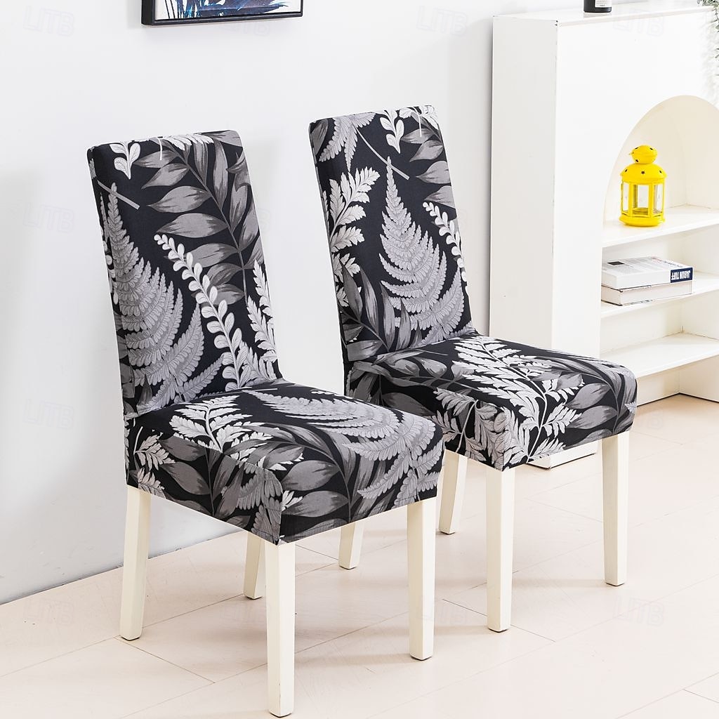 1/2/4/6 buc. huse elastice pentru scaune de sufragerie și huse pentru scaune de sufragerie la modă anti-alunecare husă de protecție pentru scaun cu imprimare cu frunze de plante simple pentru decorul 2025 - $9.49 –P6