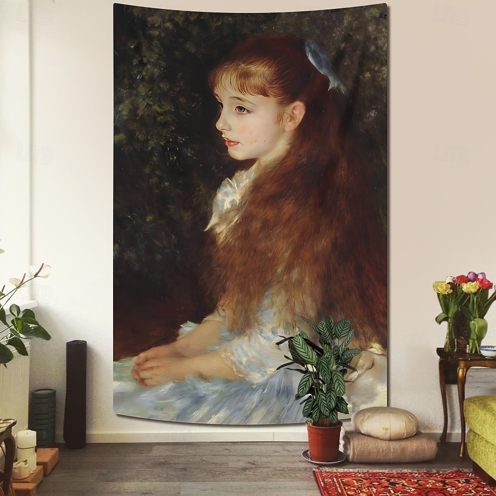 Vintage obraz wiszący gobelin sztuka ścienna duży gobelin mural dekoracja fotografia tło domu sypialnia salon dekoracja autoportret w kapeluszu słomkowym 2026 - $20.99 –P6