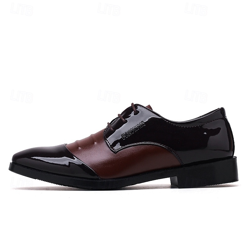 sapatos oxford masculinos de couro envernizado preto e marrom – sapatos elegantes para banquetes e bailes de formatura para eventos formais de 2025 por $34.99 –P2