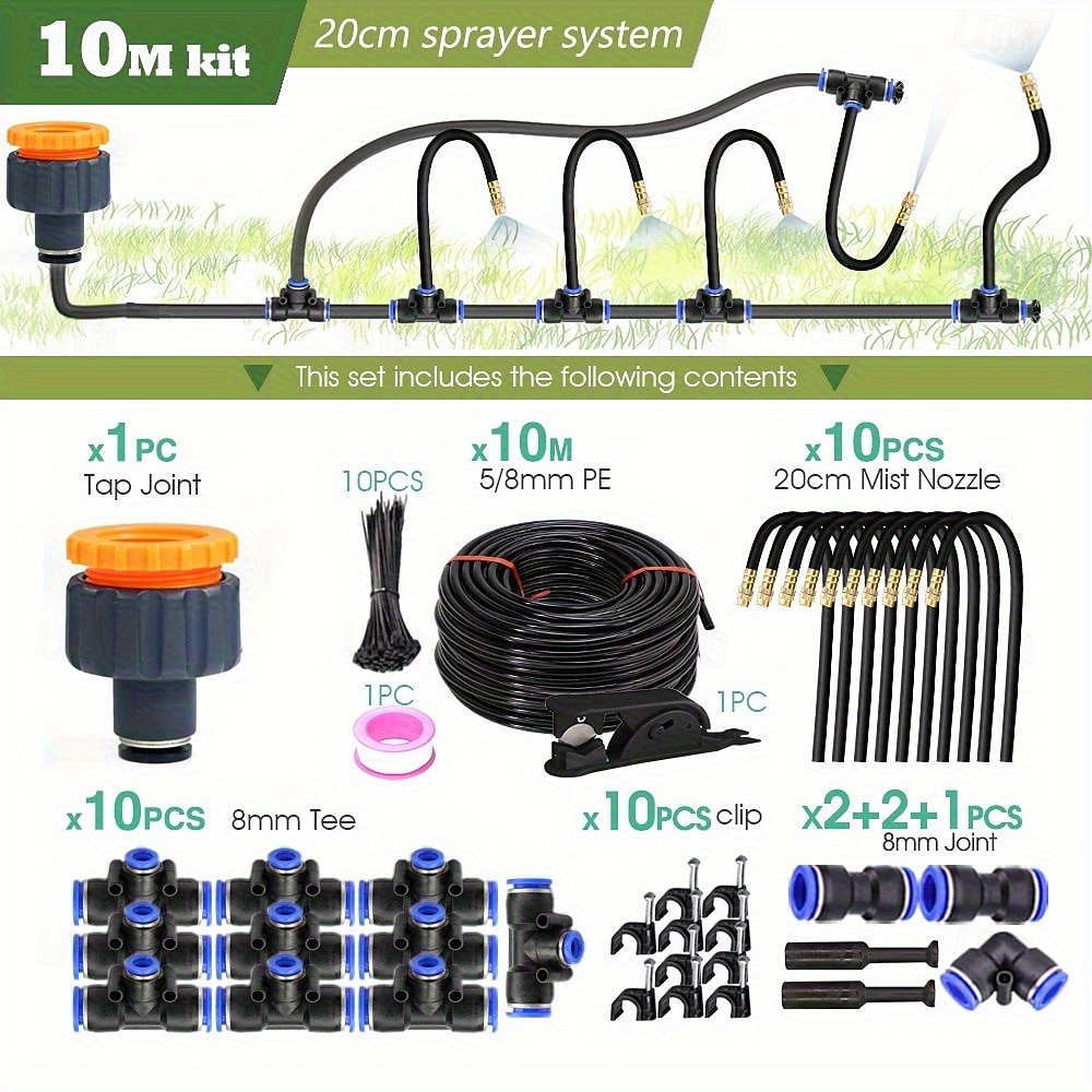 Tropfbewässerungsset, automatisches Tropfbewässerungssystem, 360° biegbares Gartenbewässerungssystem, Gartenbewässerungssystem, verstellbare biegbare Düse, Kupfersprühsystem für den Gartenhof 2025 - $34.99 –P3
