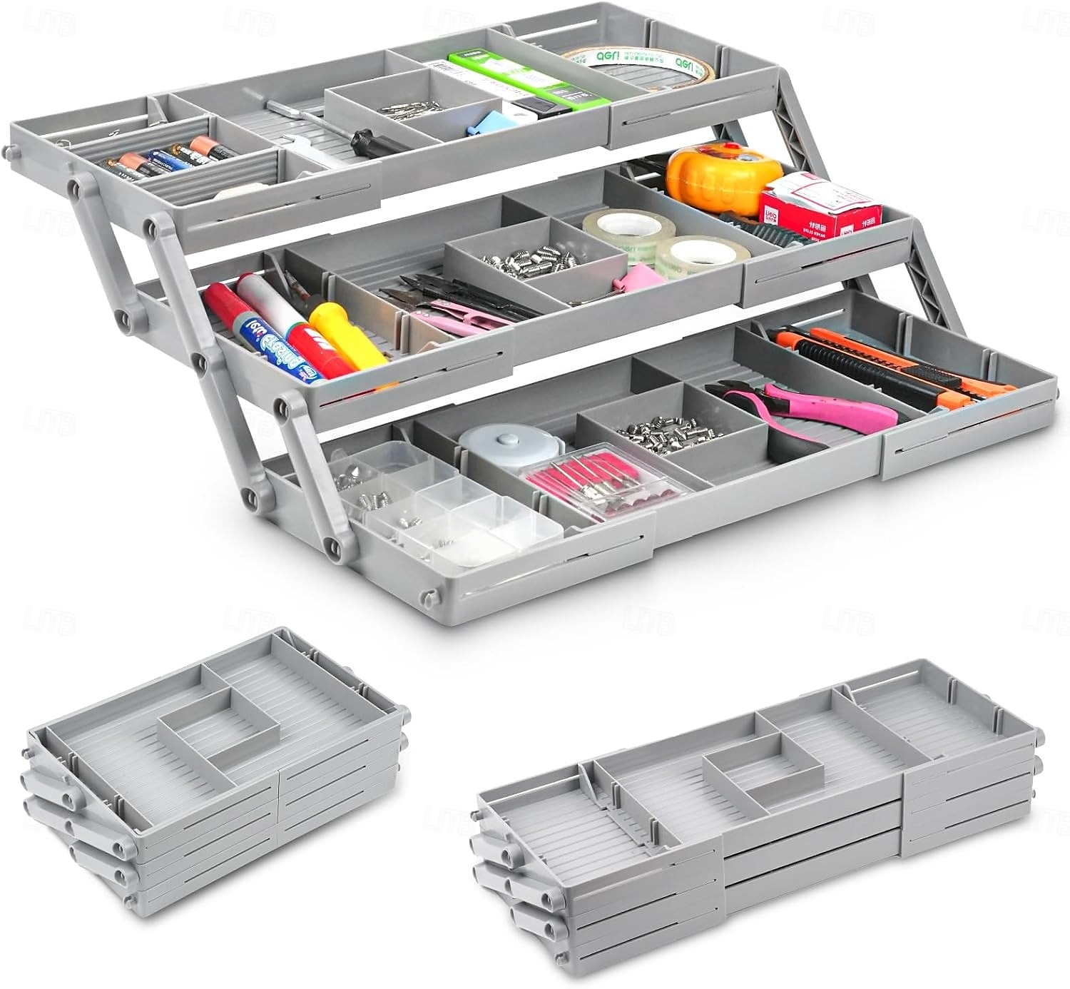 Multi-Level Smart Drawer Organizer, 3-Tier Expandable Desk Drawer Organizer, Folding Storage Tray for Office, Home, Kitchen, Makeup, Jewelry, Junk Drawer Organization 2025 - $27.99 –P7