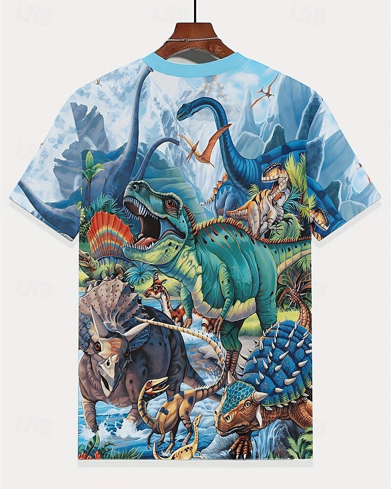 Jongens 3D Dinosaurus T-shirt Korte mouw Zomer Lente Modieus Basic Kinderen 4-12 jaar Strakke ronde hals Buiten Casual Dagelijks Normale pasvorm 2025 - $14.49 –P3