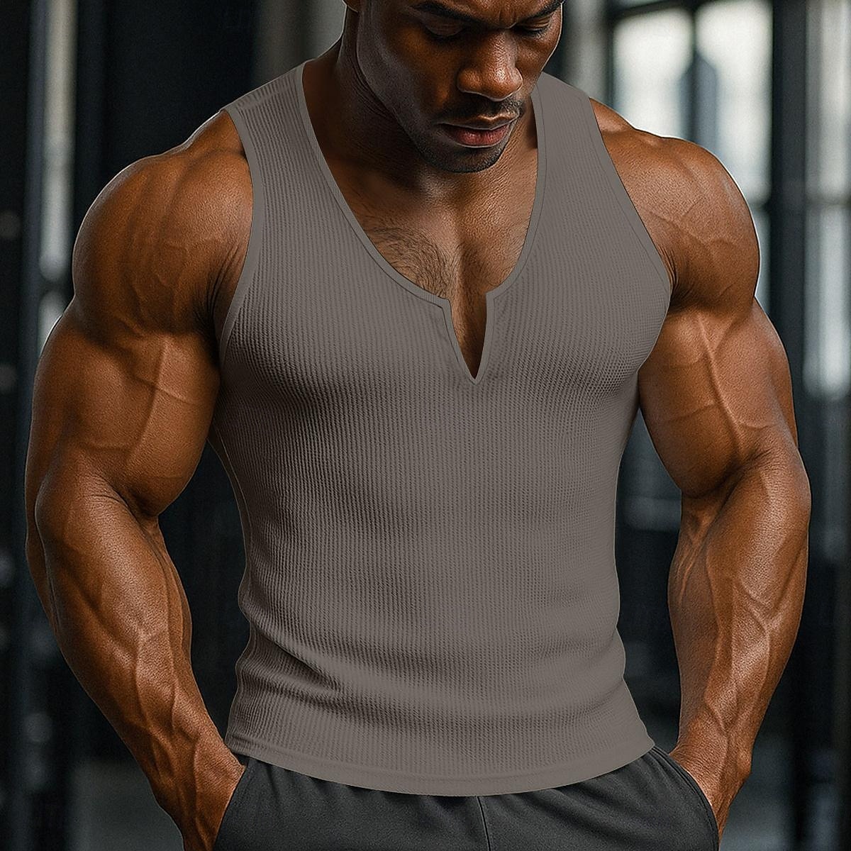 Herr Våffellinne Linne Väst Undertröjor Ärmlös V-hals Sommar Slät Mode Sportig Klassisk Ledigt Gym Gata Gul Topp t-shirt för män 2026 - $17.99 –P5