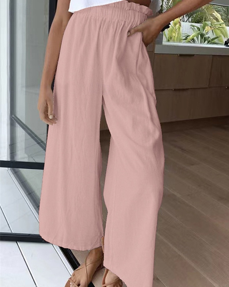Per donna Culotte Gamba Larga Pantaloni in cotone e lino Pantaloni Eleganti Moda Streetwear Lunghezza intera Naturale Semplice Elastico in vita Comodo All'aperto Confortevole Streetwear Uscire Bianco del 2025 a $28.99 –P10