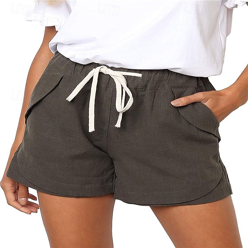 Dámské šortky baggy kalhoty chinos móda streetwear základní krátké vysoký pas jednobarevné kapsy elastický pás pohodlné měkké mikroelastické venkovní ulice černá khaki světle modrá šedá léto 2025 - $15.99 –P8
