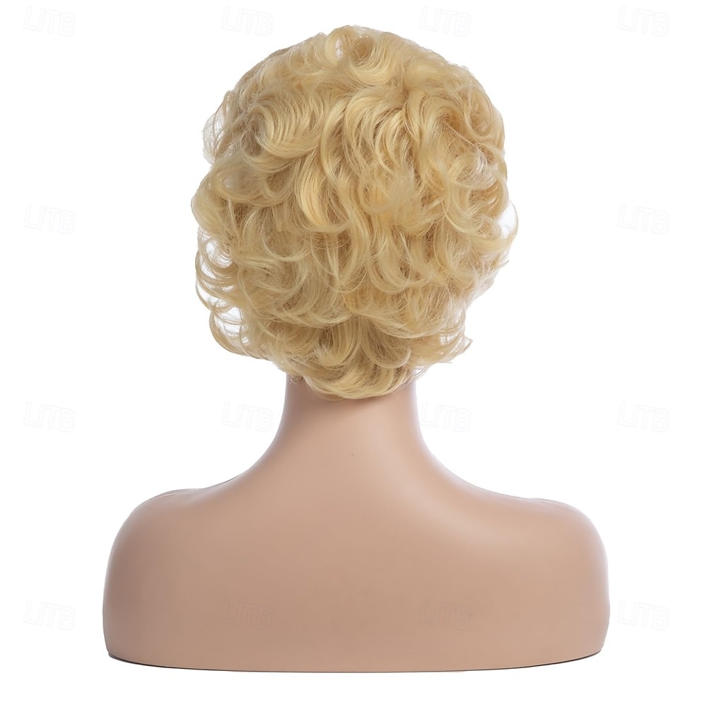 krótkie blond peruki dla kobiet krótkie fryzury pixie kręcone włosy peruka puszyste naturalne wyglądające syntetyczne włosy codzienne peruki 2026 - $25.99 –P14