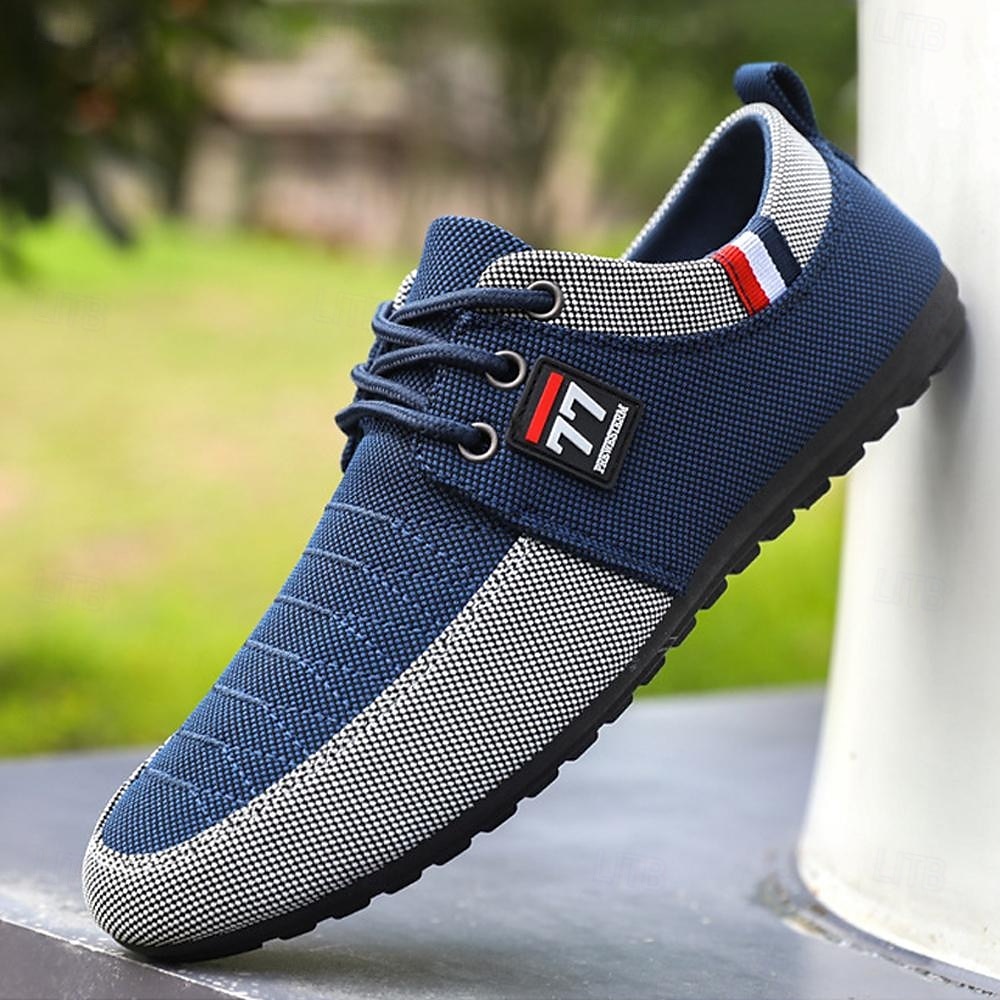 Baskets décontractées bicolores en tricot pour hommes – Chaussures de sport à lacets en nylon respirant pour un usage quotidien de 2026 ? €23.99 –P2