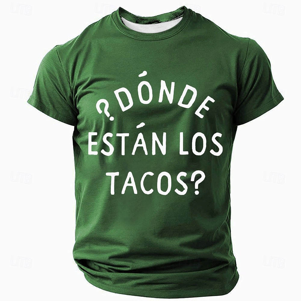 "¿Dónde Están Los Tacos?" חולצת טי גברים מצחיקה - חולצת טי אדומה קצרה 2025 - $17.99 –P4
