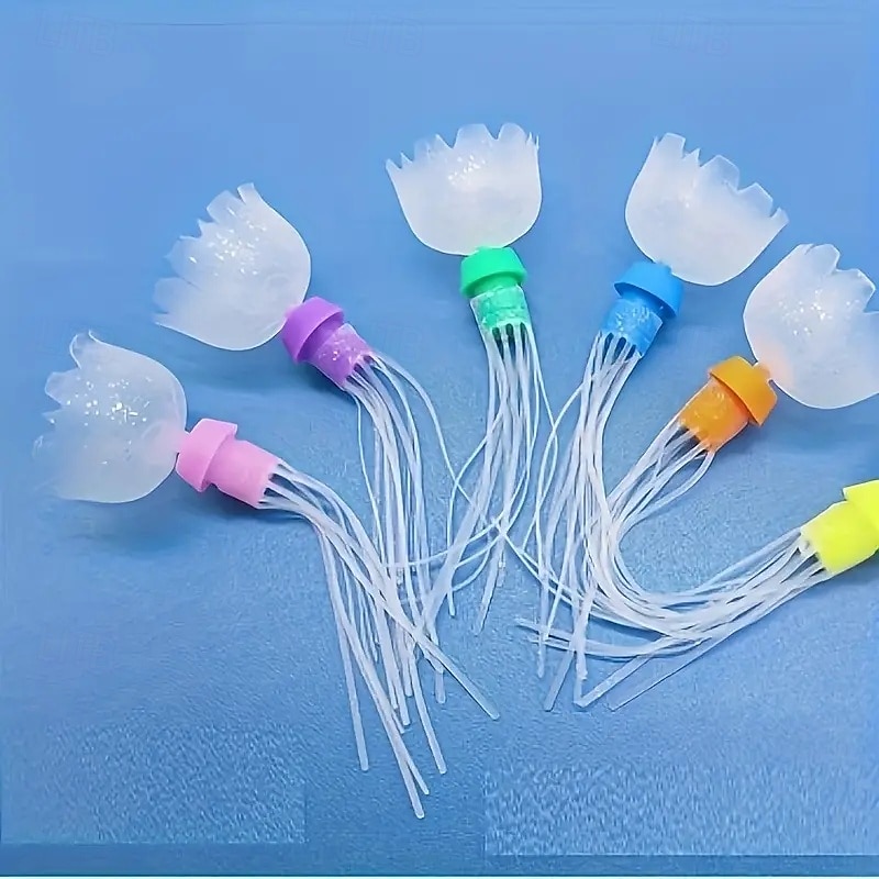 6-Piece Set of Realistic Silicone Jellyfish Aquarium Decoration - bright Fluorescent Floating Jellyfish Simulated Artificial Coral reef Ornament 2025 - $18.49 –P6