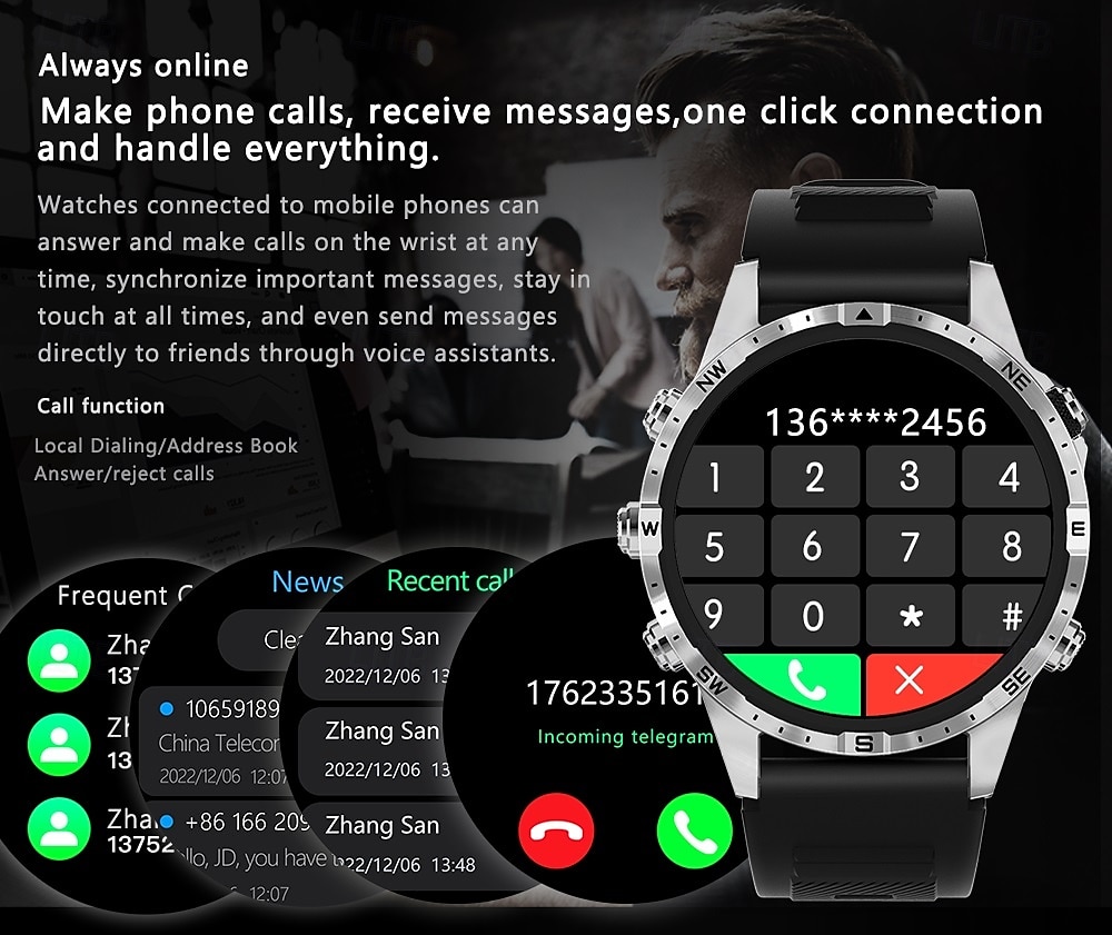 GT45 Умные часы 1.6 дюймовый Смарт Часы Bluetooth Напоминание о звонке Фитнес-трекер Сидячий Напоминание Совместим с Смартфон Женский Мужчины 2025 - $65.99 –P8